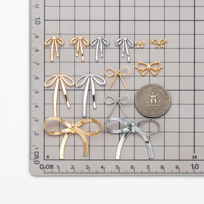 10pcs Gold/ Silver Bowknot Charms 18mm, Christmas Pendants, Bow Knot Pendant (#GB-2745)