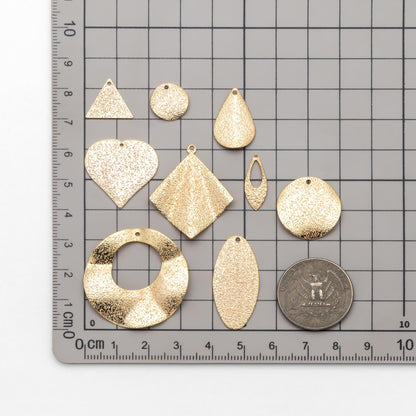 10pcs Gold Geometric Charms, Gold plated Brass Rustic Pendants, Lead Nickel Free (GB-265)