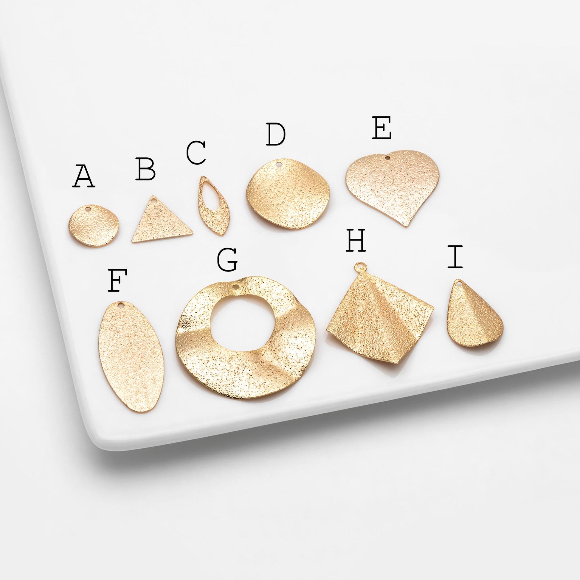 10pcs Gold Geometric Charms, Gold plated Brass Rustic Pendants, Lead Nickel Free (GB-265)