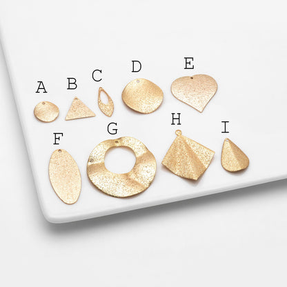 10pcs Gold Geometric Charms, Gold plated Brass Rustic Pendants, Lead Nickel Free (GB-265)