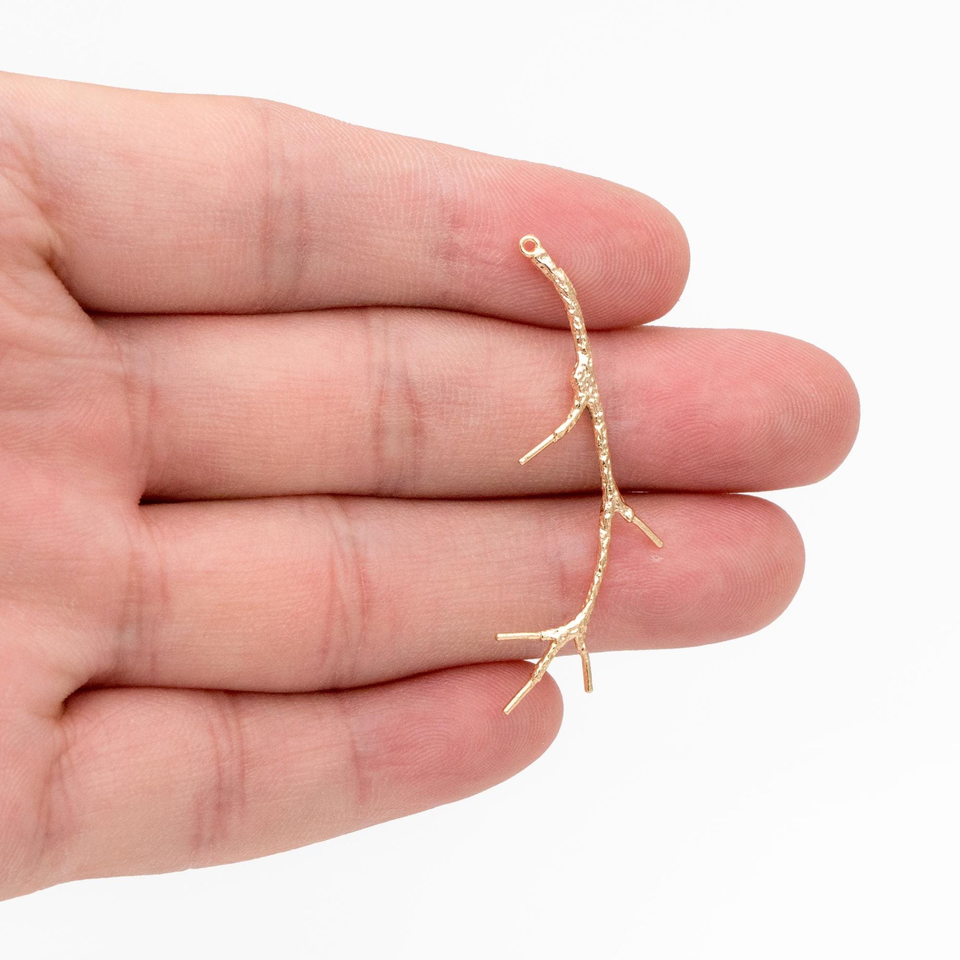 4pcs Gold Branch Charms , Real Gold Plated Brass, Christmas Pendants, Jewelry Making, Diy Material, Jewelry Supplies (GB-2672)