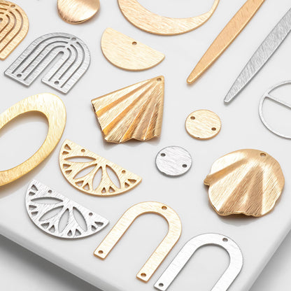 10pcs Gold/ Silver Brushed Geometric Charm Connectors, 18K Gold/ Rhodium Plated Brass Earring Findings (GB-3817)