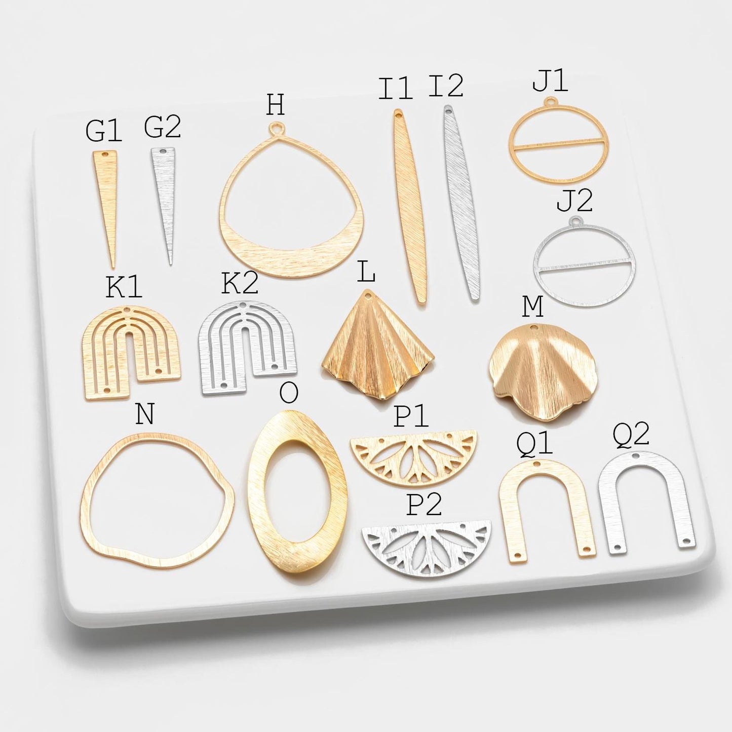 10pcs Gold/ Silver Brushed Geometric Charm Connectors, 18K Gold/ Rhodium Plated Brass Earring Findings (GB-3817)