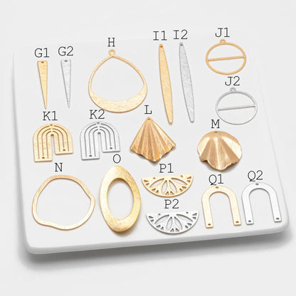10pcs Gold/ Silver Brushed Geometric Charm Connectors, 18K Gold/ Rhodium Plated Brass Earring Findings (GB-3817)
