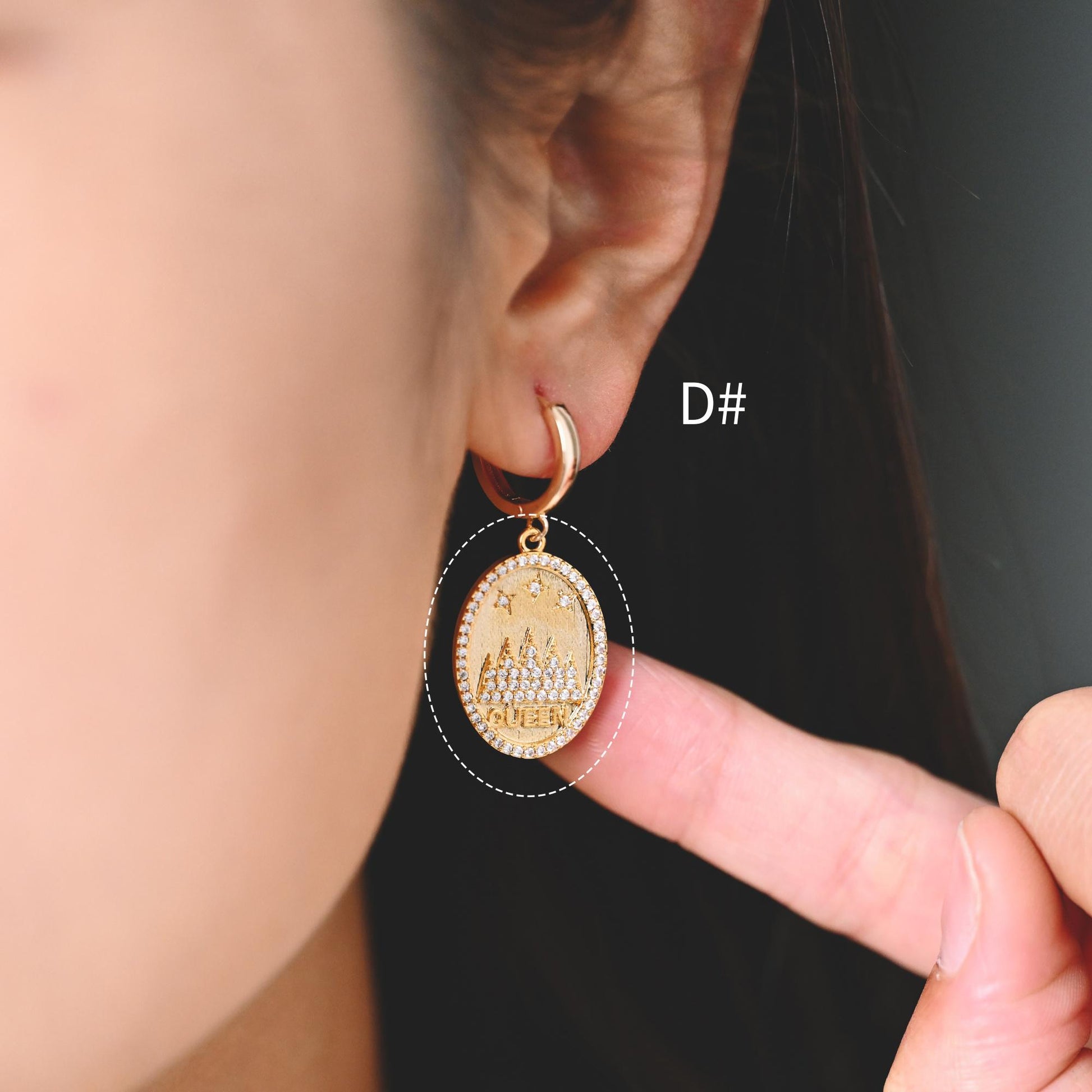 4pcs CZ pave Gold/ Silver Tone Round Oval Charm, 18K Gold/ Rhodium plated Brass, Rhinestone Earring Charm (GB-1872)