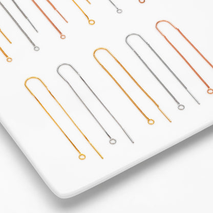 10pcs Gold/ Silver/ Rose Gold Ear Threader Earrings, Earwire Thread with Jump Ring, Color Not Easily Tarnish (GB-333)