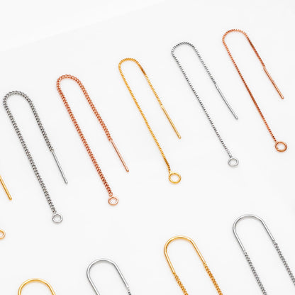 10pcs Gold/ Silver/ Rose Gold Ear Threader Earrings, Earwire Thread with Jump Ring, Color Not Easily Tarnish (GB-333)