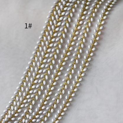 Mint Green Enamel Brass Arrow Chain 6mm, Flat Chevron Chain, Herringbone Fish bone Designer Chain (#LK-048)/ 1 Meter=3.3ft