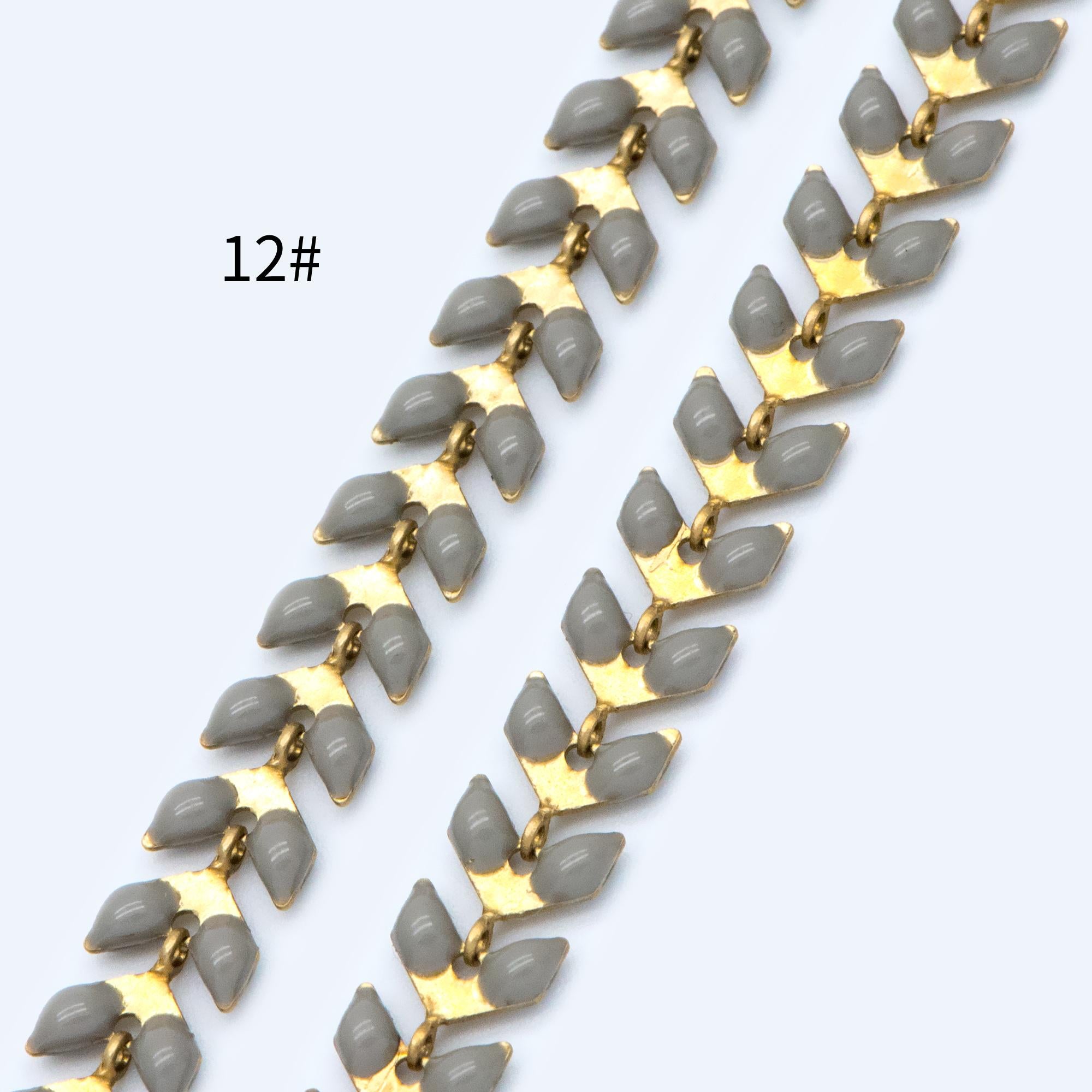 Mint Green Enamel Brass Arrow Chain 6mm, Flat Chevron Chain, Herringbone Fish bone Designer Chain (#LK-048)/ 1 Meter=3.3ft