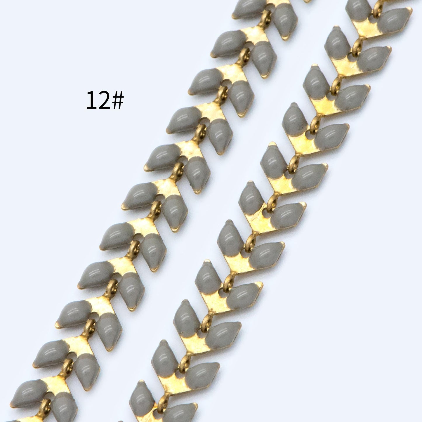 Mint Green Enamel Brass Arrow Chain 6mm, Flat Chevron Chain, Herringbone Fish bone Designer Chain (#LK-048)/ 1 Meter=3.3ft