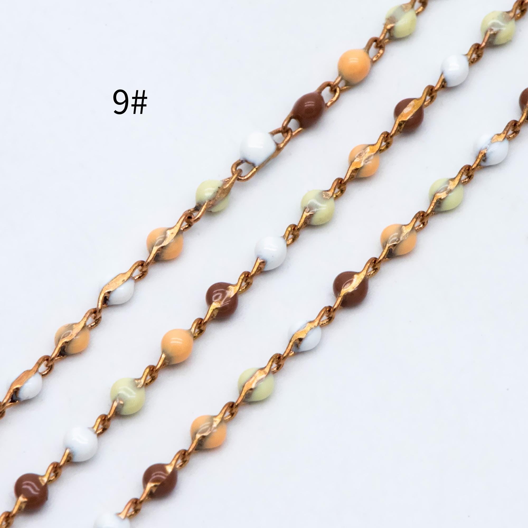 Enamel Brass Chain 2.5mm Thin, Unplated Brass Designer Chains (#LK-050)/ 1 meter