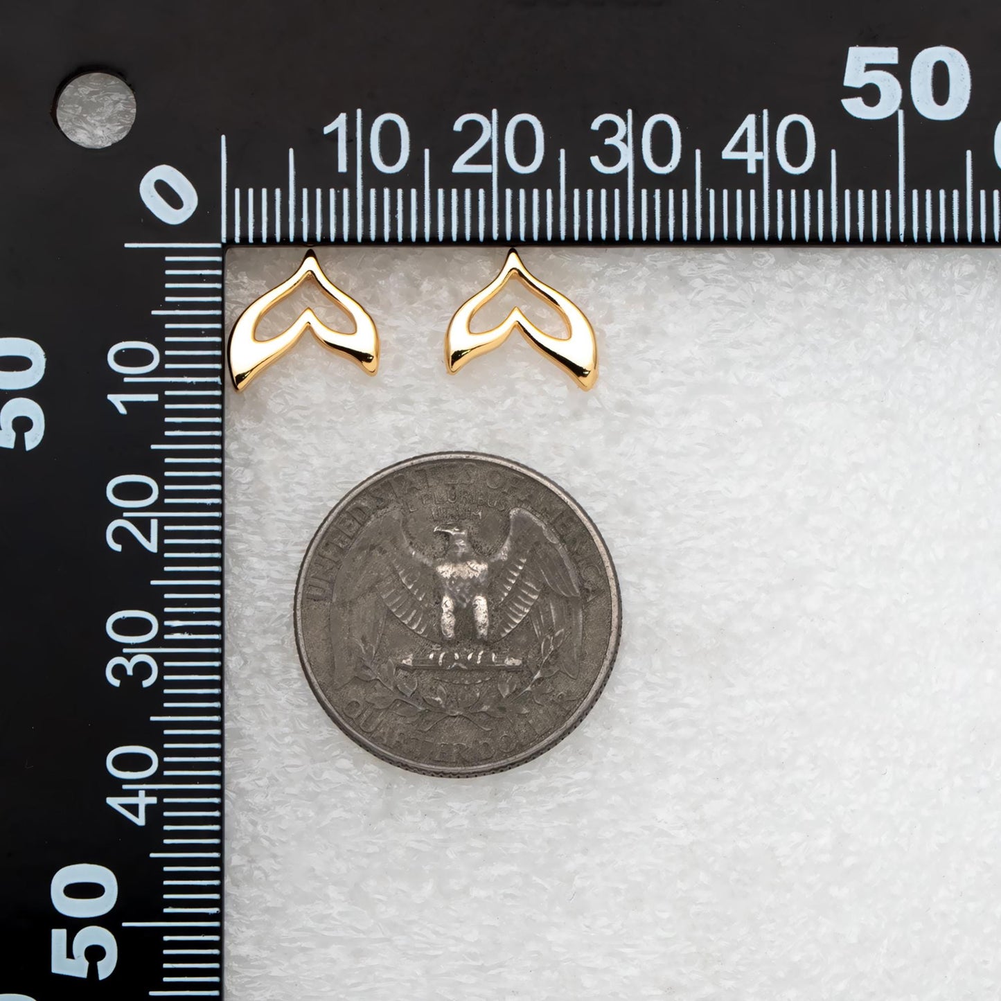 10pcs Gold Whale Tail Earrings, Real Gold Plated Brass, Fish Tail Stud Earrings (#GB-4678)