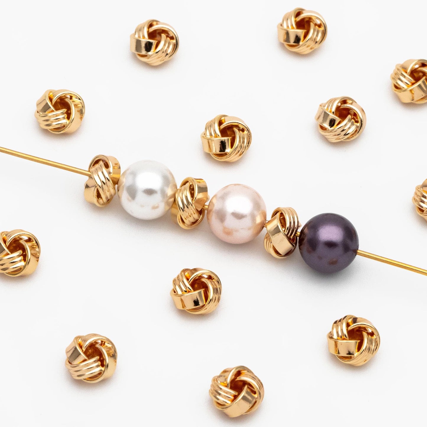 10pcs Gold Knot Spacer Beads , Gold plated Brass, Jewelry Making Supplies Wholesale (GB-3715)