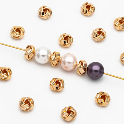 10pcs Gold Knot Spacer Beads , Gold plated Brass, Jewelry Making Supplies Wholesale (GB-3715)
