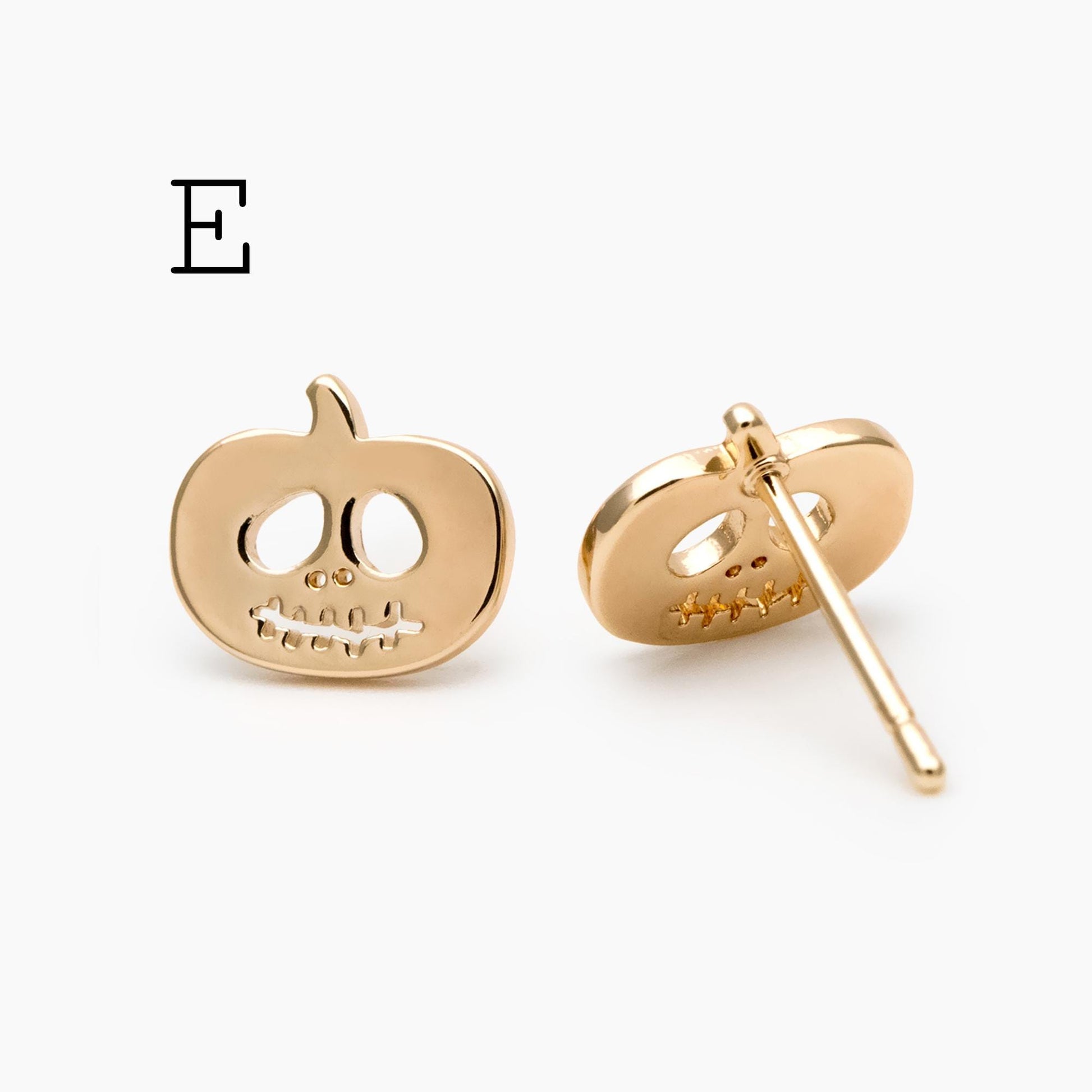10pcs Gold Halloween Earrings , Gold Plated Brass Ghost Stud Earrings (GB-3312)