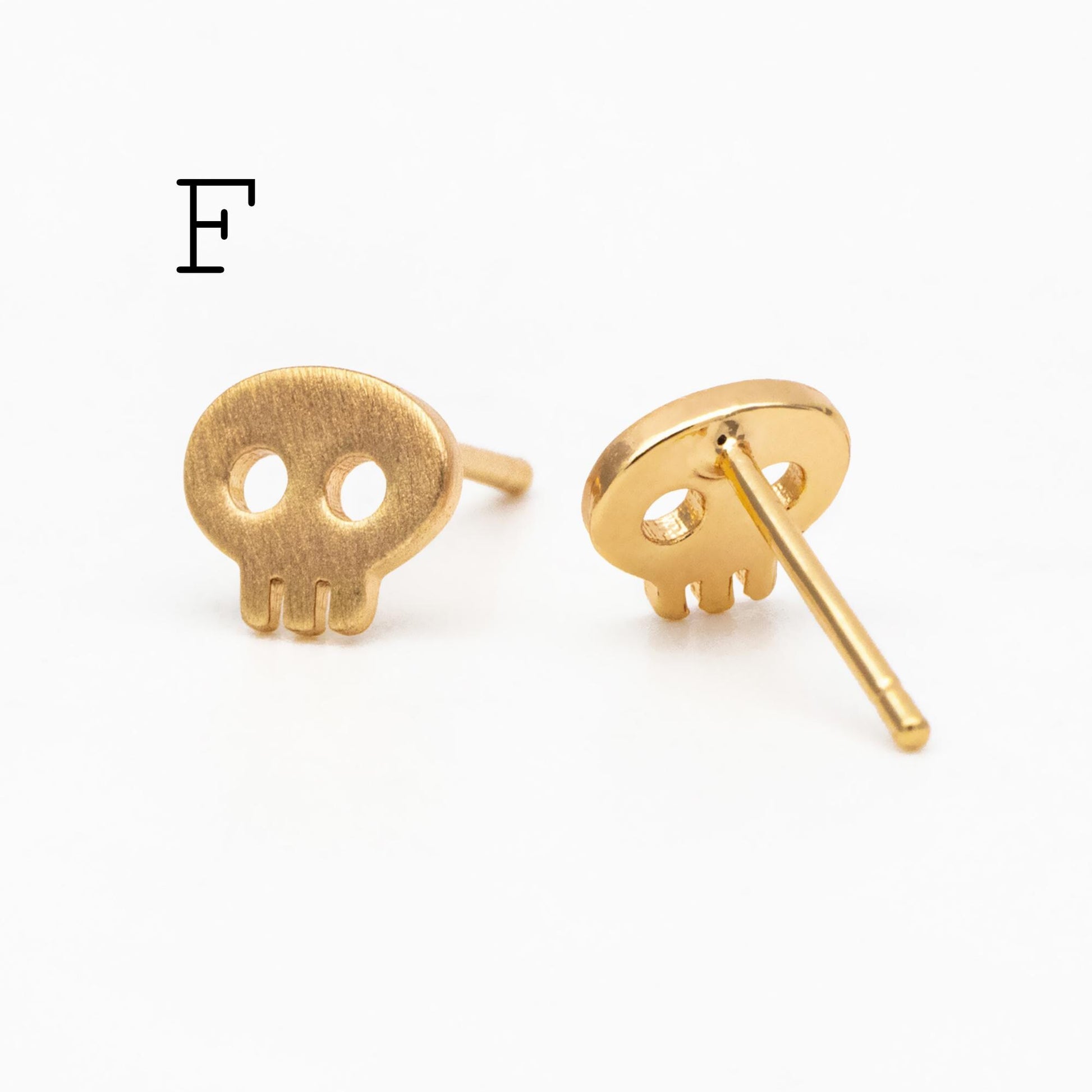 10pcs Gold Halloween Earrings , Gold Plated Brass Ghost Stud Earrings (GB-3312)