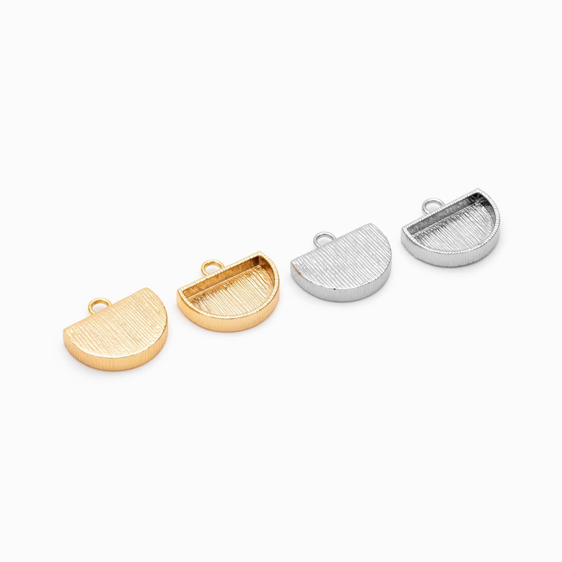 10pcs Gold/ Silver tone Half Round Bezel Setting, 18K Gold/ Rhodium Plated Brass, Jewelry Making, Diy Material,Jewelry Supplies(GB-4680)