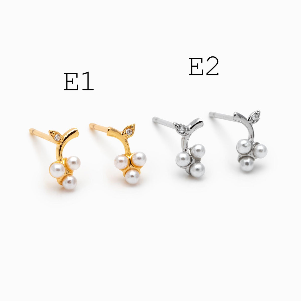 10pcs Gold/ Silver Faux Pearl Earrings, 18K Real Gold/ Rhodium Plated Brass, Dainty Stud Earring (#GB-4681)