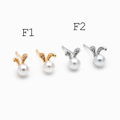 10pcs Gold/ Silver Faux Pearl Earrings, 18K Real Gold/ Rhodium Plated Brass, Dainty Stud Earring (#GB-4681)