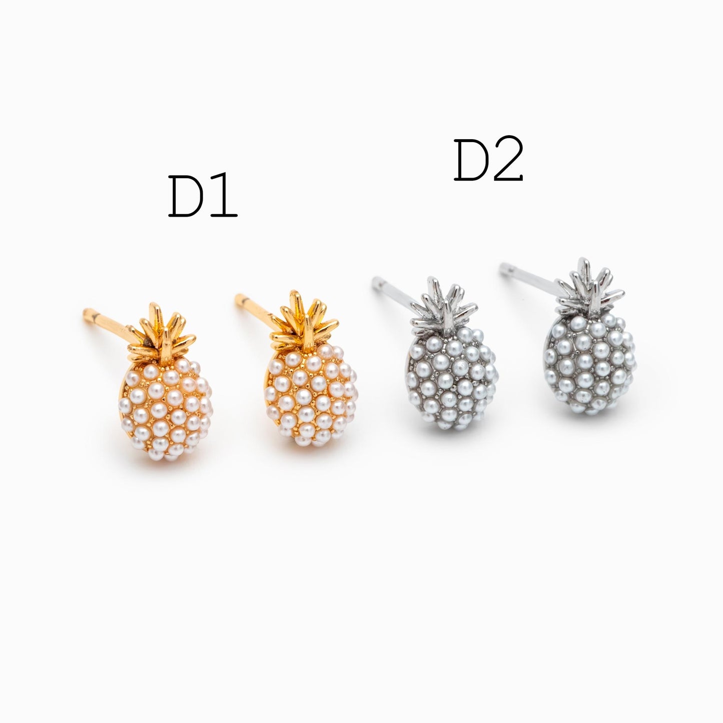 4pcs Gold/ Silver Faux Pearl Earrings, 18K Real Gold/ Rhodium Plated Brass, Dainty Stud Earring (#GB-4682)