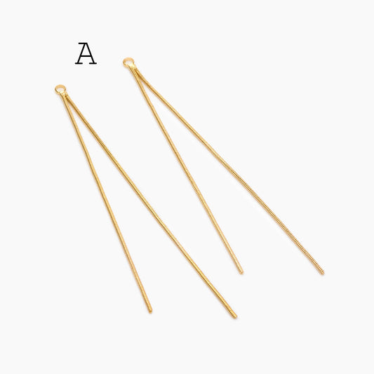 4pcs Chain Tassel Charms, Gold/ Rhodium plated Brass, Tassel Earring Components (GB-3523)