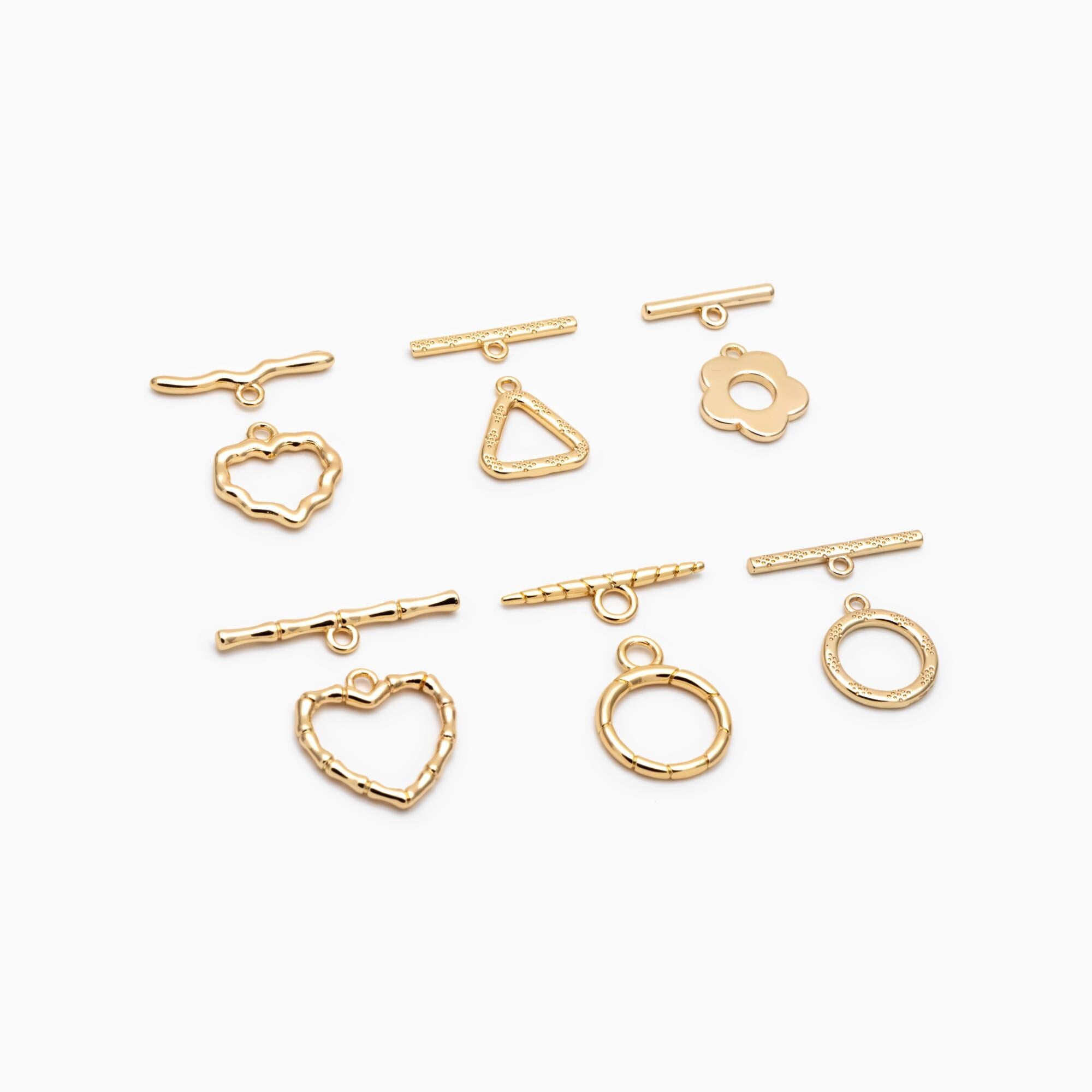 10pcs Gold Toggle Clasp, Jewelry Clasp, 18K Gold Plated Brass, Close Clasp (GB-1285)