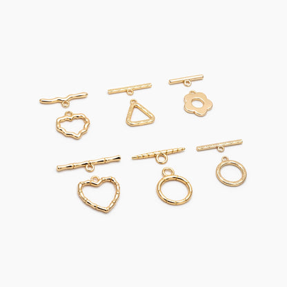 10pcs Gold Toggle Clasp, Jewelry Clasp, 18K Gold Plated Brass, Close Clasp (GB-1285)
