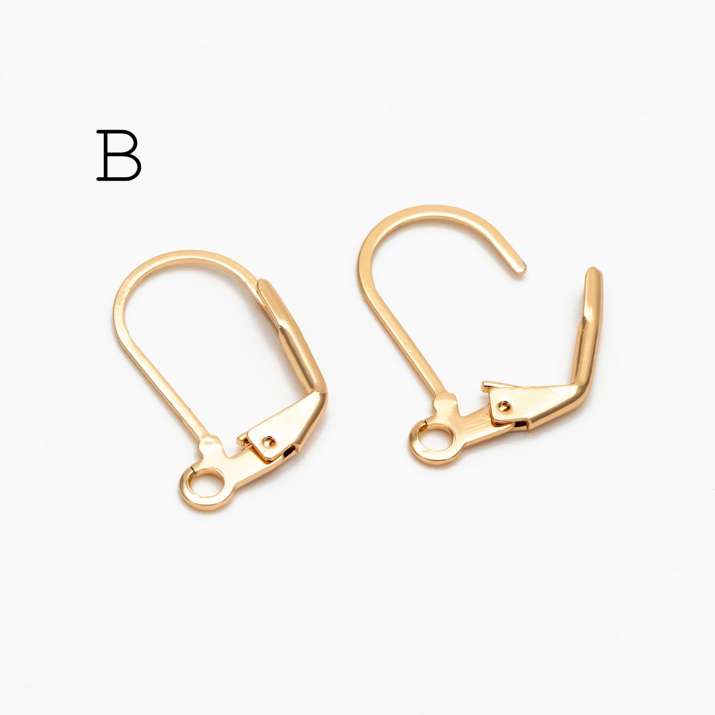 20pcs Minimalist Leverback Ear Hooks, Gold/ Rhodium(silver)/ Rose Gold, Hoop Earring Components, Huggie Ear Wires (GB-475)