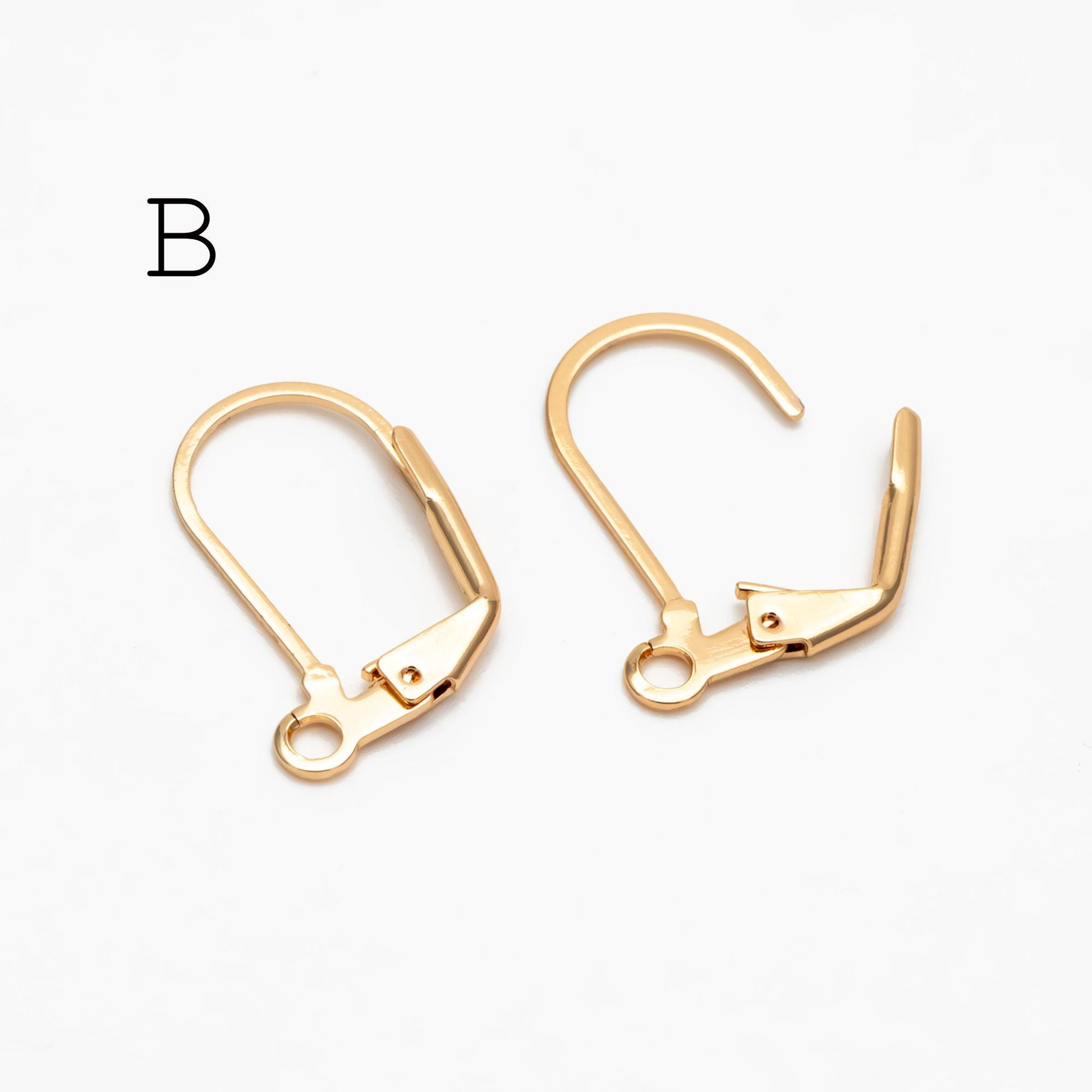 20pcs Minimalist Leverback Ear Hooks, Gold/ Rhodium(silver)/ Rose Gold, Hoop Earring Components, Huggie Ear Wires (GB-475)