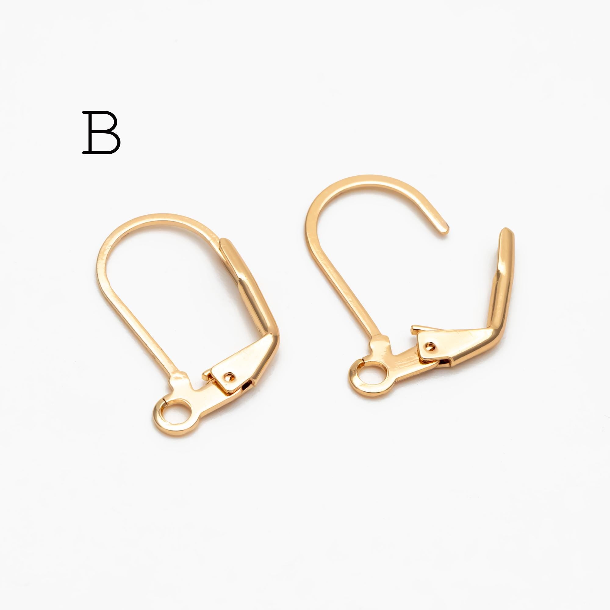 20pcs Minimalist Leverback Ear Hooks, Gold/ Rhodium(silver)/ Rose Gold, Hoop Earring Components, Huggie Ear Wires (GB-475)