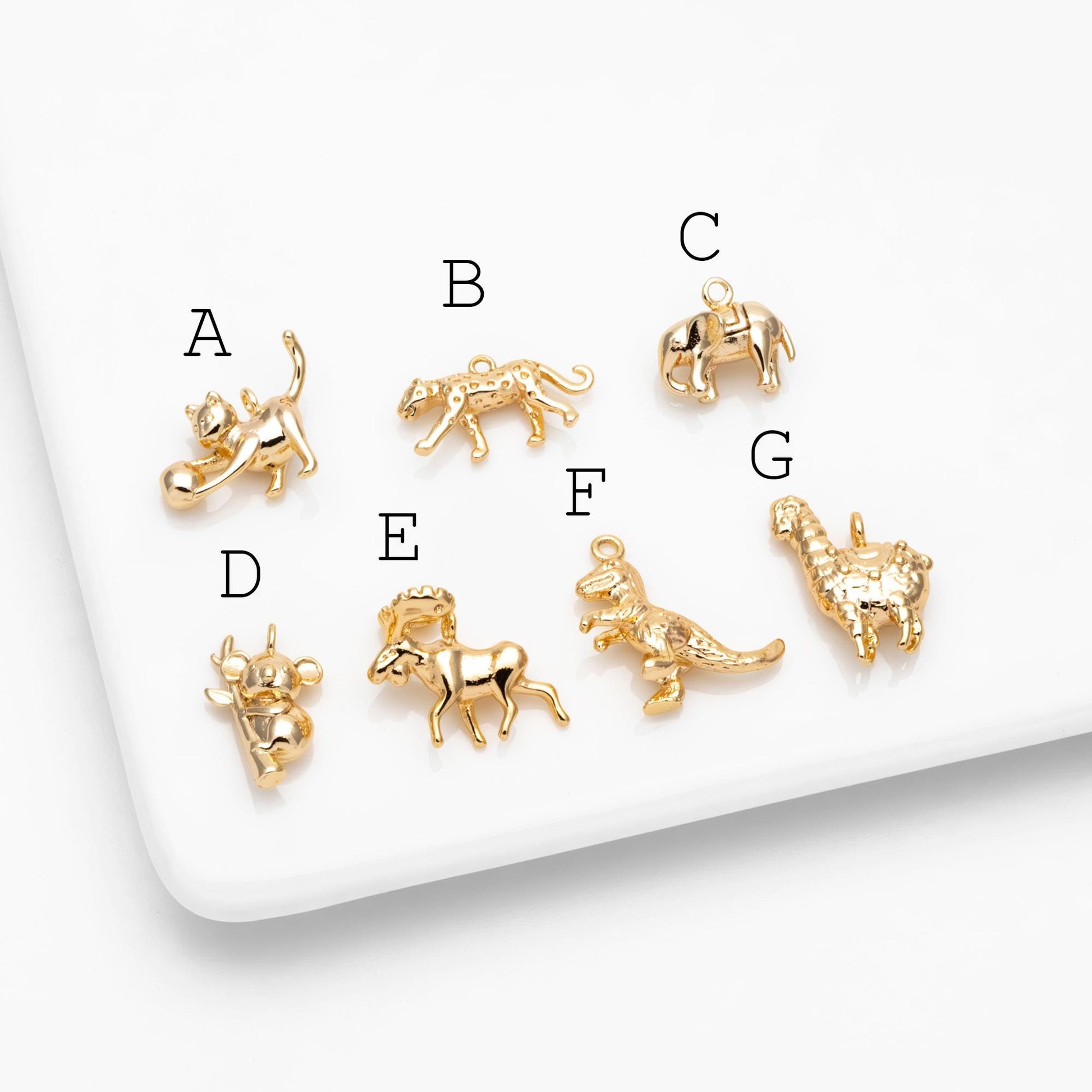 10pcs Gold Cute Animal Charm, Jewelry Making, Diy Material, Jewelry Supplies (GB-2707)