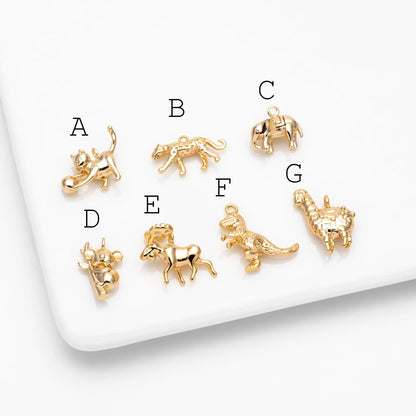 10pcs Gold Cute Animal Charm, Jewelry Making, Diy Material, Jewelry Supplies (GB-2707)