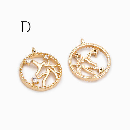 4pcs CZ pave Gold Unicorn Charms, 18k Real Gold plated Brass, Cute Earring Charms (GB-730)