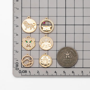 4pcs CZ Pave Gold Animal Charms, Earring Findings, Jewelry Making, Diy Material, Jewelry Supplies (GB-2507)