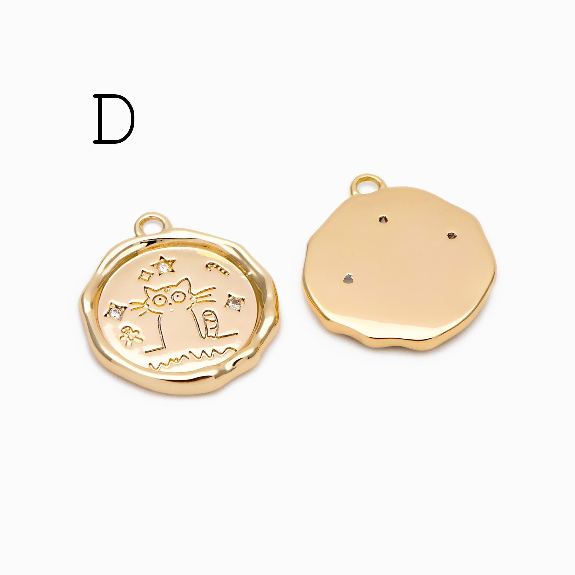 4pcs CZ Pave Gold Animal Charms, Earring Findings, Jewelry Making, Diy Material, Jewelry Supplies (GB-2507)