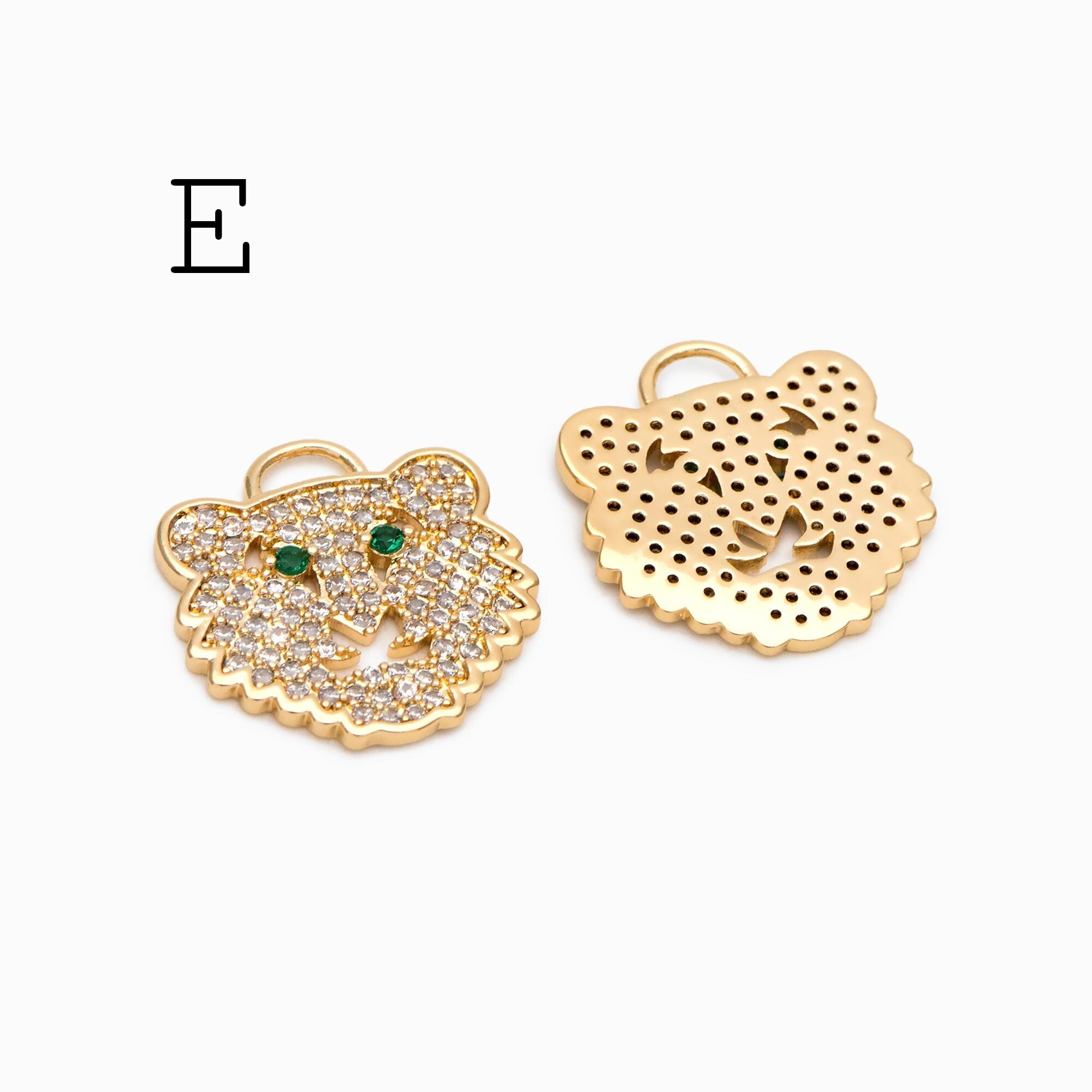 4pcs CZ Pave Gold Animal Charms, Earring Findings, Jewelry Making, Diy Material, Jewelry Supplies (GB-2507)