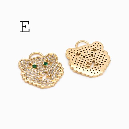 4pcs CZ Pave Gold Animal Charms, Earring Findings, Jewelry Making, Diy Material, Jewelry Supplies (GB-2507)