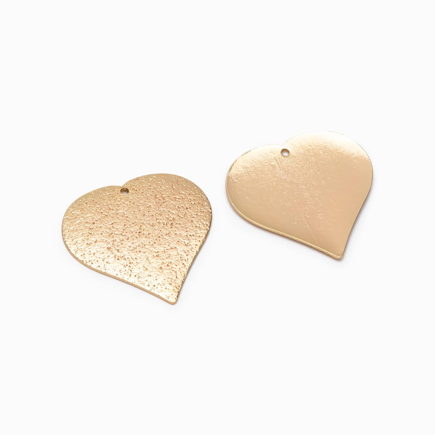 10pcs Gold Heart Pendants 23mm, Gold plated Brass Heart Charms (GB-265-E)