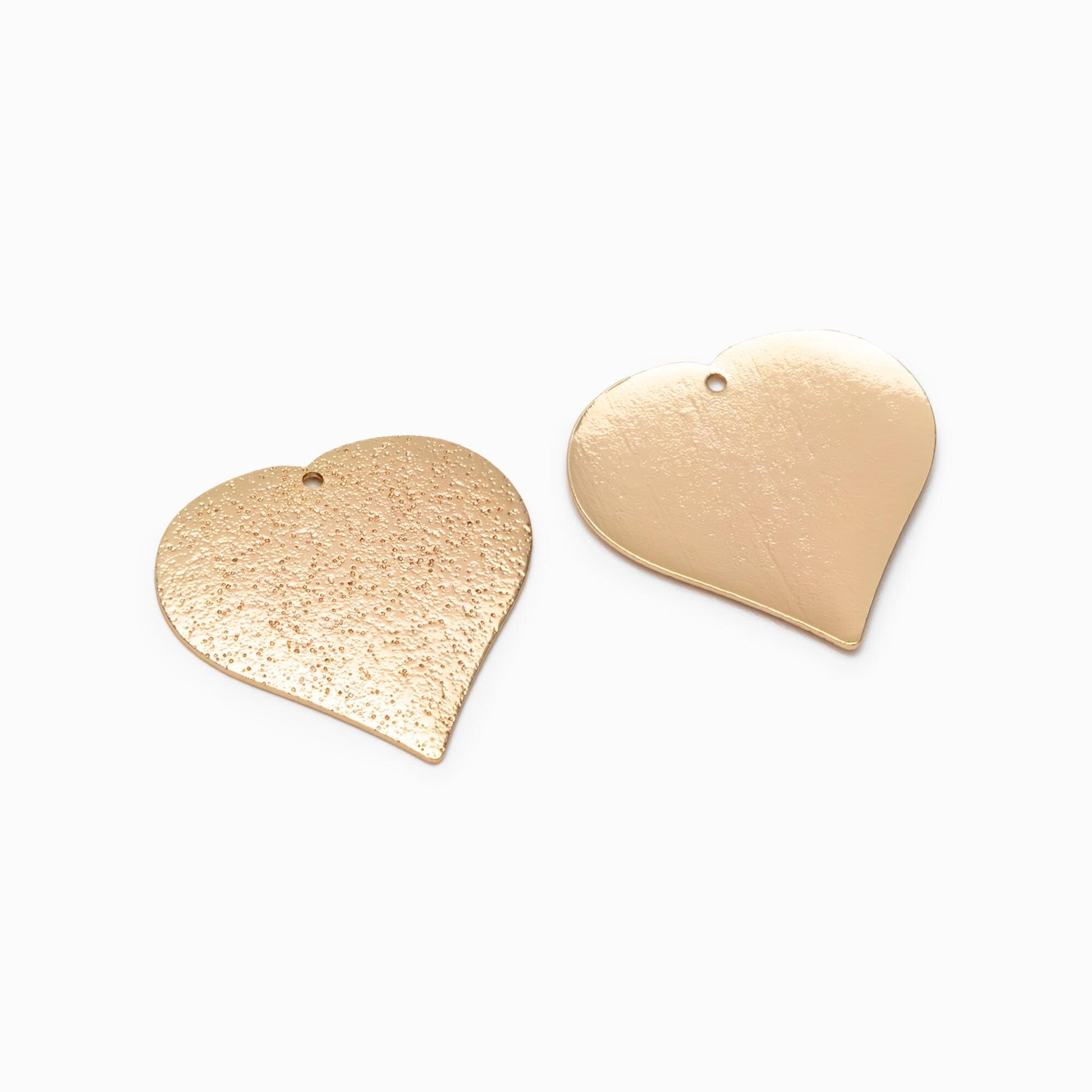 10pcs Gold Heart Pendants 23mm, Gold plated Brass Heart Charms (GB-265-E)