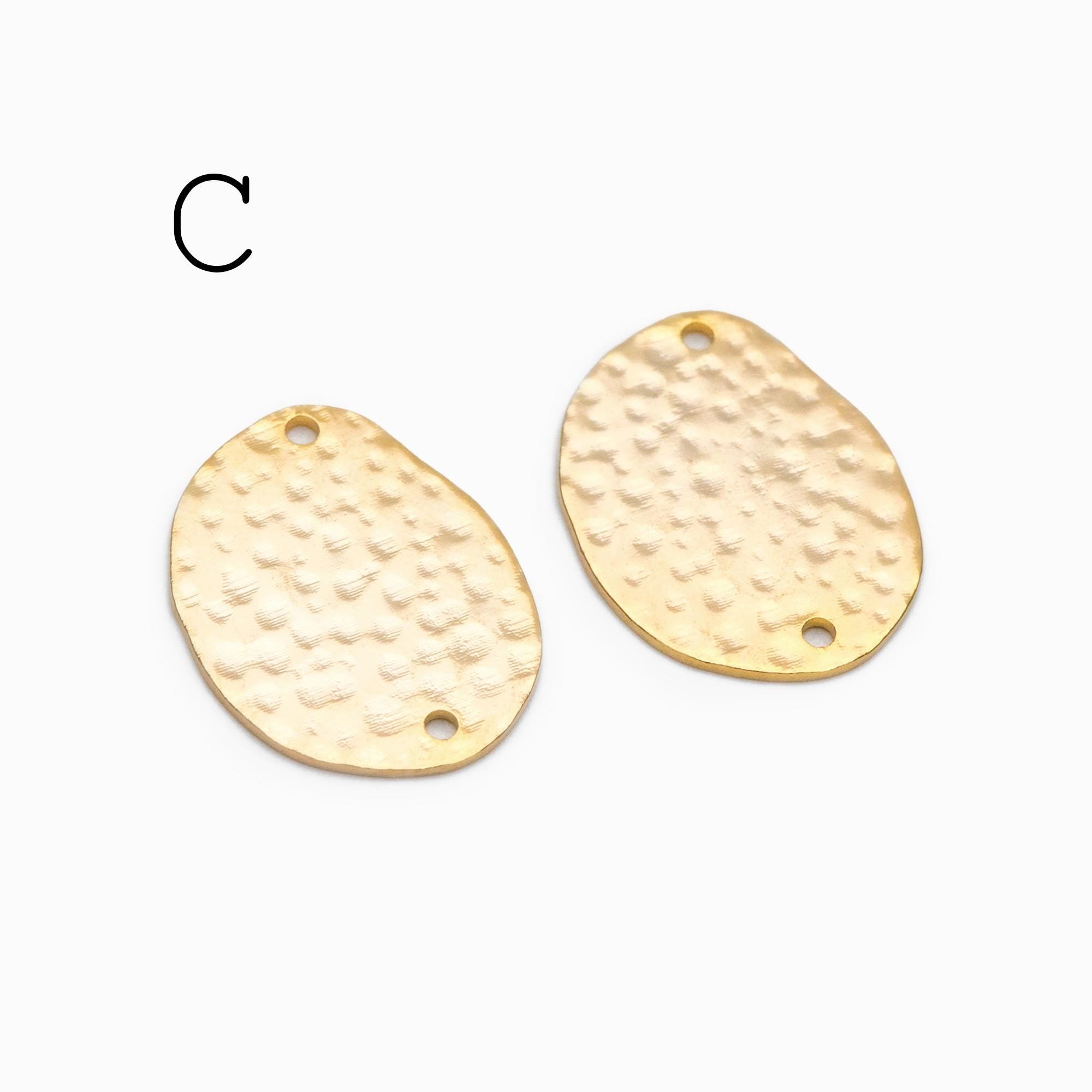 10pcs Gold/ Silver tone Hammered Geometric Charm Connectors, Gold/ Rhodium plated Brass Rustic Pendants (GB-654)