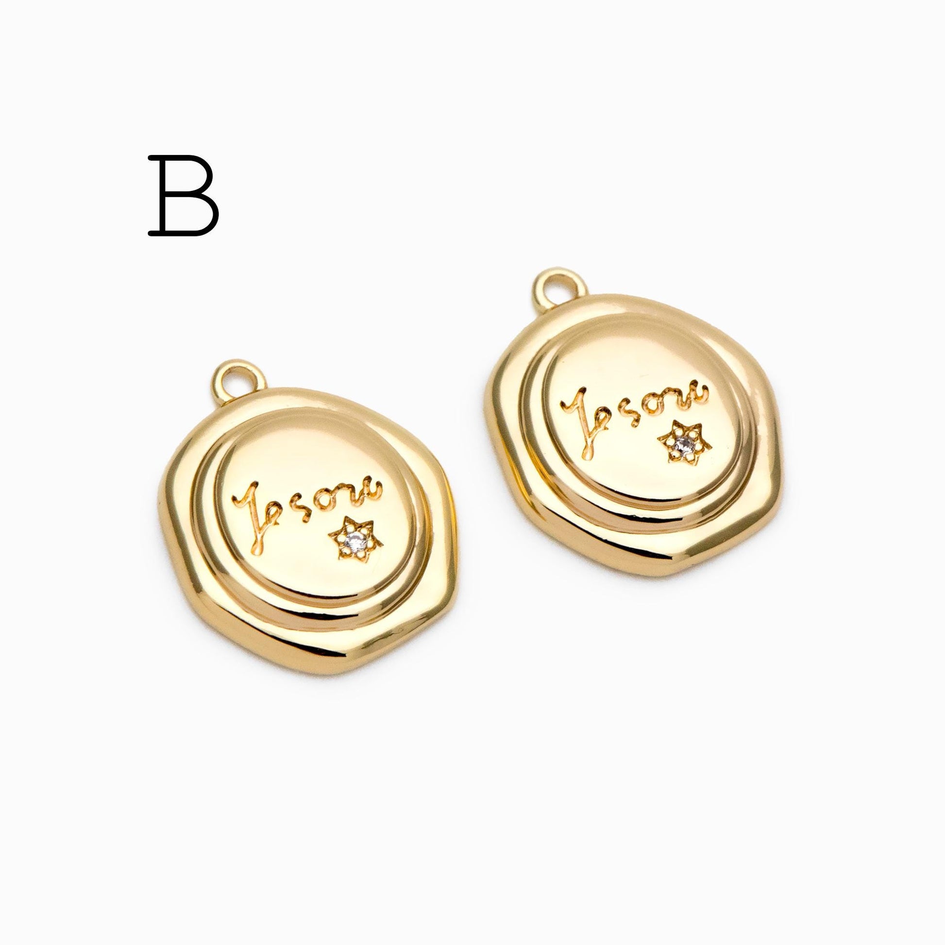 10pcs Gold/ Silver Round Coin Charms, Gold/ Rhodium plated Brass Disk Pendants, Jewelry Supplies (GB-1746)