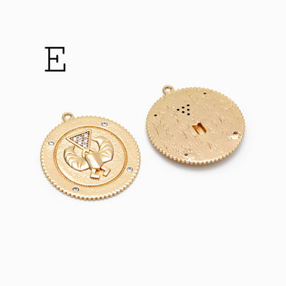 4pcs CZ pave Gold/ Silver Tone Round Oval Charm, 18K Gold/ Rhodium plated Brass, Rhinestone Earring Charm (GB-1872)