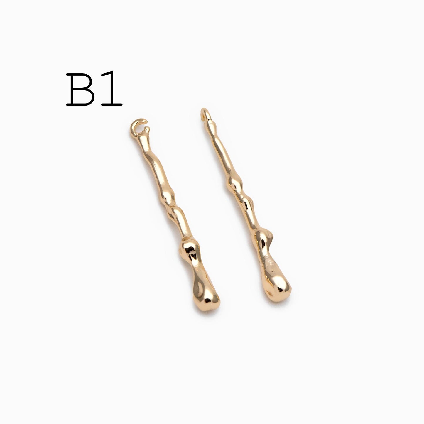 10pcs Gold/ Silver Tone Hammered Bar Charm, Jewelry Making, Diy Material, Jewelry Supplies (GB-2416)