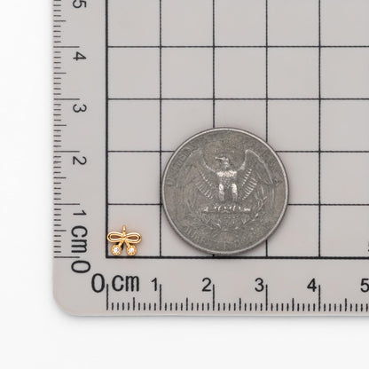 10pcs Gold Tiny Bow Knot Charm, CZ Pave Gold plated Brass Bowknot Charm (#GB-2745-A)