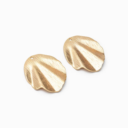 10pcs Gold waved Charms 30/ 35mm, Polished Gold plated Brass Pendants (GB-3817-M)