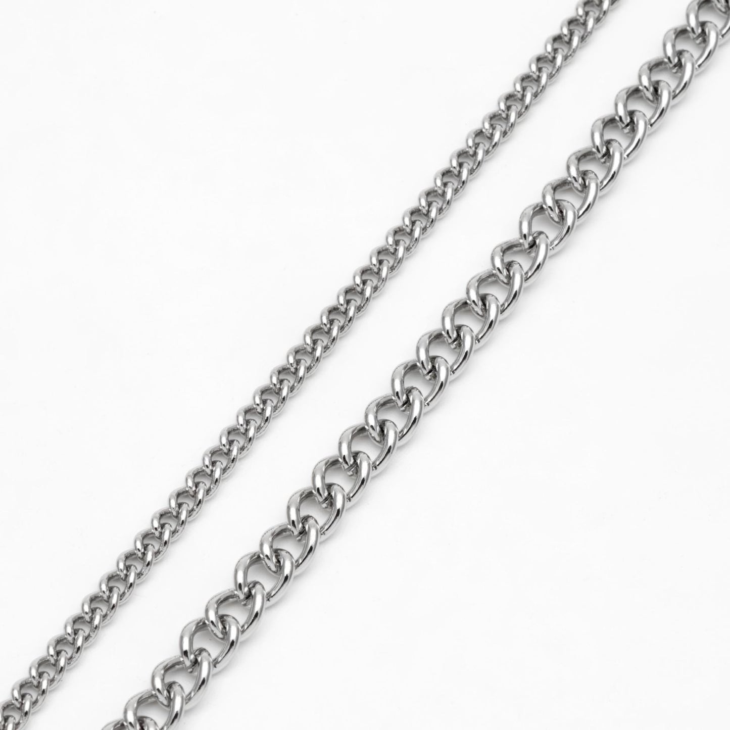 Gold/ Silver Tone Curb Chains 1.3/ 1.6/ 2.5/ 4mm, 18K Gold/ Rhodium plated Brass (#LK-249)/ 1 Meter=3.3 ft