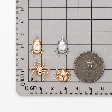 10pcs Gold/ Silver Ladybug Beetle Spider Charms, Insect Pendant, Jewelry Supplies, Earring Findings, Jewelry Making(GB-2666)