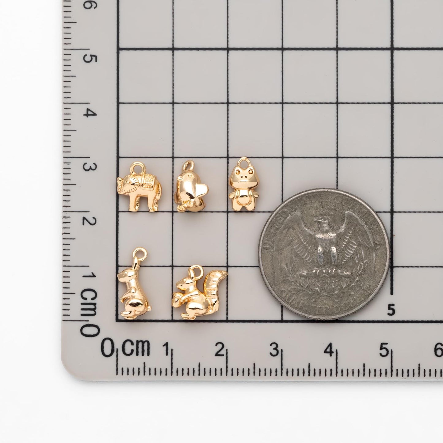 10pcs Gold Cute Animal Charms, Real Gold plated Brass Necklace Pendant, Earring Charm (GB-2835)