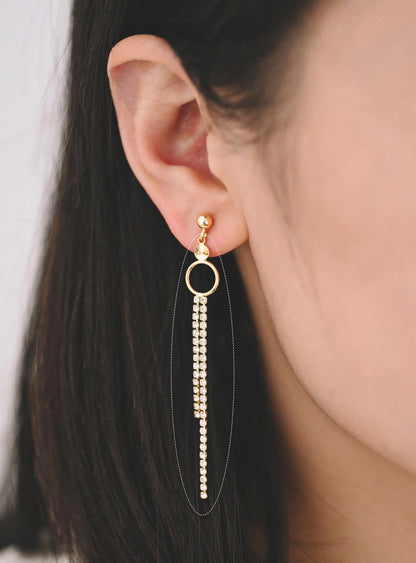 4pcs Gold/ Silver Chain Tassel Charms, CZ Pave Taseel, 18K Gold/ Rhodium plated Chain Pendants (GB-1234)