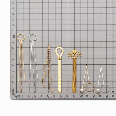 4pcs Chain Tassel Charms, Gold plated Brass, Tassel Earring Components (GB-1277)